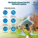 Smart Bird Feeder with Camera - Night Vision 1.5L Bird Feeder Camera with Solar Power -AI 1080p HD Identify 10000+ Birds Species Wifi 2.4 GHz Auto Capture Bird and IOS/Andriod Supported KimLamPro