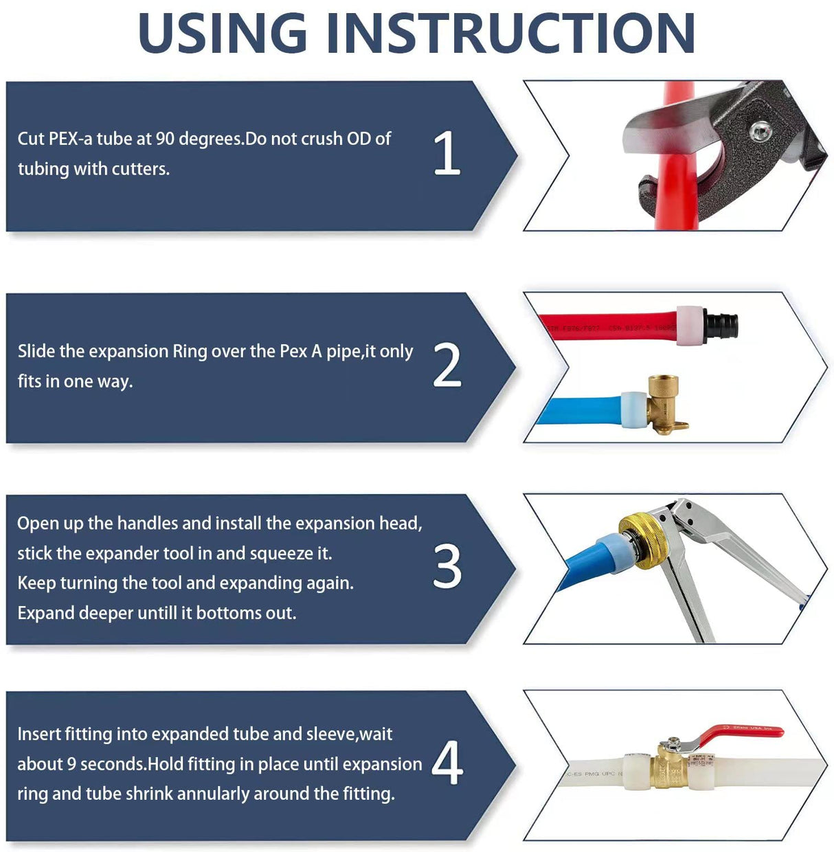 EFIELD 1/2-inch 2 x100 ft Pex-A Tubing/Pipe （All in One） Red & Blue 200 ft， 30 PCS 1/2" Brass Expansion pex Fittings- Elbow Tee Coupler (30 PCS), 1/2' Expansion Rings (100 Pcs), Pipe Cutter (1/2-inch) EFIELD