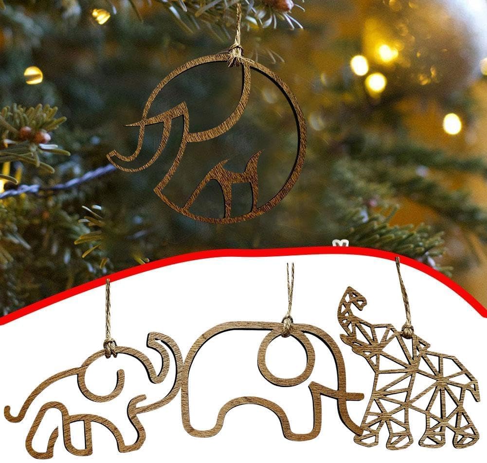 Brown Elephant Message Card Hanging Wooden Gift Hanging Ornament,Elephant Wood Slices Pendant,Personalized Christmas Ornaments 2023,Christmas Tree Decor，Decorative Hanging Ornaments, Home Déc - WoodArtSupply