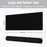 Hsurbtra Desk Pad, 48" x 17" PU Leather Desk Mat, XXXL Extended Mouse Pad, Waterproof Desktop Blotter Protector, Non-Slip Ultra Thin Large Laptop Keyboard Writing Mat for Office Home, Black Hsurbtra