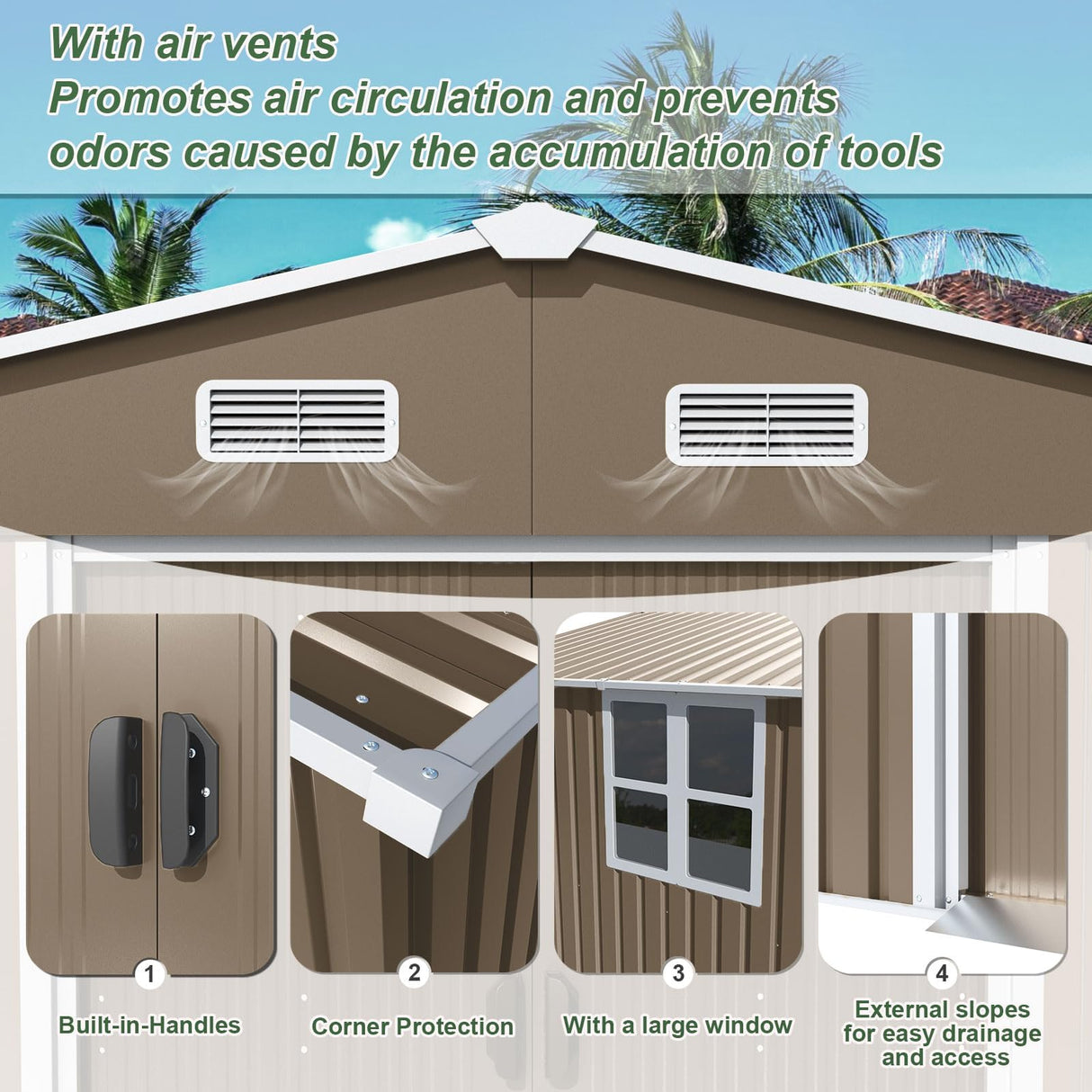 Gotland 10FT x 8FT Metal Storage Shed, Outdoor Storage Shed with Lockable Slide Doors & 2 Windows, Utility and Tool Shed with Slooping Roof for Garden, Backyard, Patio, Lawn Gotland