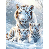 Miwixy White Tiger Diamond Art Kits for Adults,Animal Diamond Painting Kit, Winter 5D Full Drill Round Diamond Dots Paintings Canvas for Beginners Home Wall Decor12x16inch (Tiger-A) Miwixy
