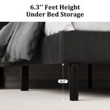 CXVX Queen Size Platform Bed Frame with Upholstered Velvet Button Tufted Headboard, Mattress Foundation with Wooden Slat Support, No Box Spring Needed, Easy Assembly, Noise Free, Black CXVX