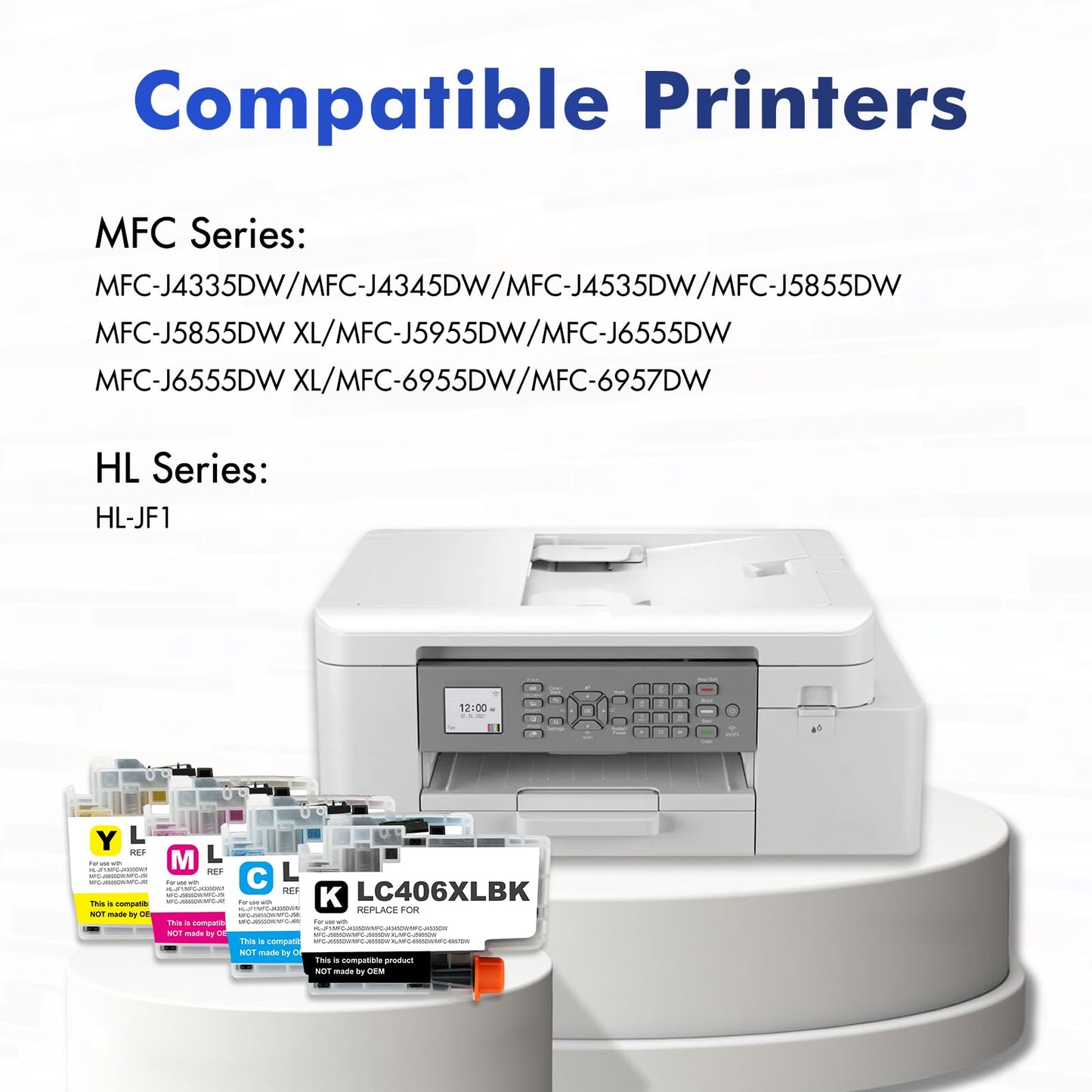 LC406 LC406XL Ink Cartridges for Brother Printer 406XL LC 406 XL for MFC-J4335DW MFC-J5855DW MFC-J6555DW MFC-J4535DW MFC-J6955DW MFC-J4345DW MFC-J5955DW - 4 Pack High Yields Black Cyan Magenta Yellow