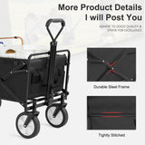PayLessHere Collapsible Wagon Folding Foldable Garden Cart with Large Capacity, 330 LBS Capacity Portable Utility Wagon Cart Heavy Duty for Beach Camping Shopping Garden,Black PayLessHere