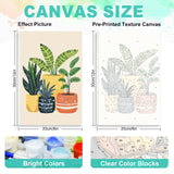 Framed Paint by Numbers Kit for Adults Beginner, Plants Easy Paint by Number Kits on Canvas Framed, Green Plant DIY Acrylic Oil Painting by Numbers with Frame for Gift Home Decor 8 x 12 inch GEEHEIY