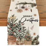Artoid Mode Xmas Trees Holly Pine Cone Merry Christmas Table Runner, Seasonal Winter Kitchen Dining Table Decoration for Home Party Decor 13x72 Inch Artoid Mode