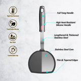 Silicone Pancake Spatula Turner with Lengthened Handle, Heat Resistant Cooking Spatulas for Nonstick Cookware, Large Flexible Kitchen Utensils BPA Free Rubber Flipper for Egg, Pancake, Fish, Burger Vovoly