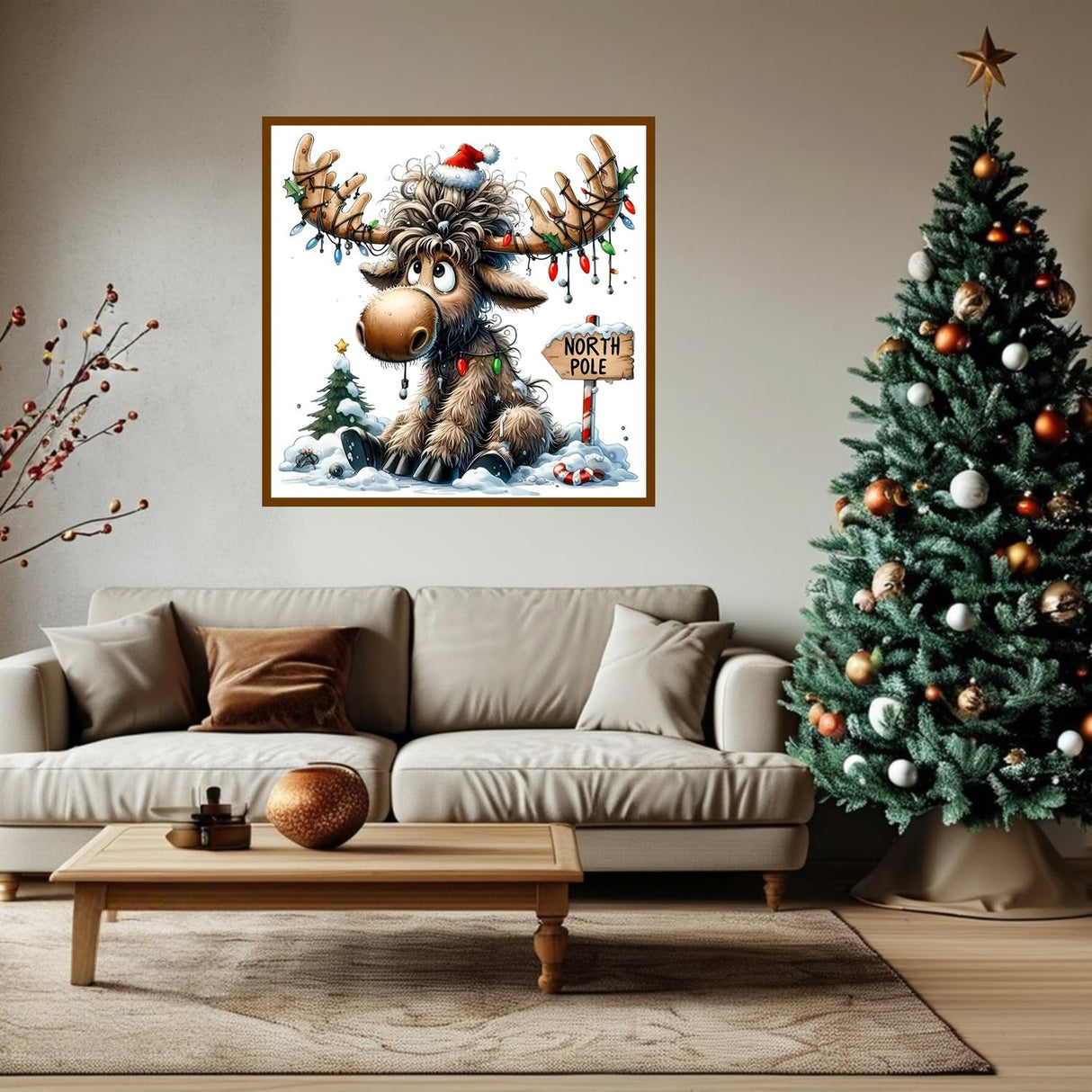 GXGLLPZBY 5D Christmas Diamond Art Kits for Adults Beginners, DIY Cute Deer Diamond Painting Kits, Full Drill Paint by Diamonds Dot Gem Art Painting Kit, for Home Wall Decor 13.8x13.8inch GXGLLPZBY