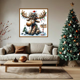 GXGLLPZBY 5D Christmas Diamond Art Kits for Adults Beginners, DIY Cute Deer Diamond Painting Kits, Full Drill Paint by Diamonds Dot Gem Art Painting Kit, for Home Wall Decor 13.8x13.8inch GXGLLPZBY