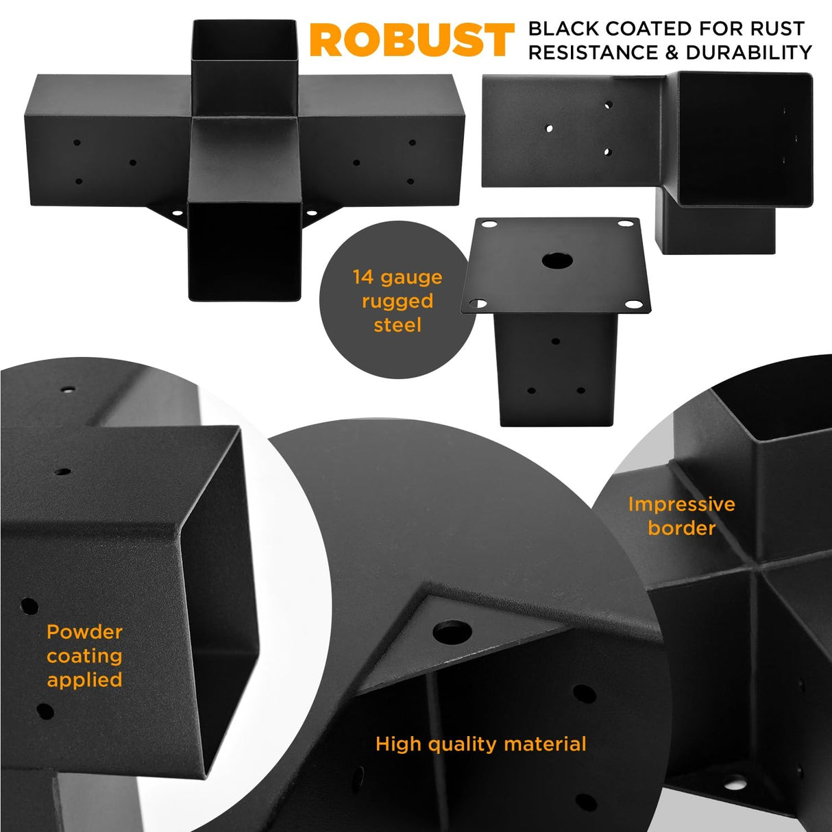 TPHUC Pergola Bracket, 3-Way Pergola Right Angle Bracket, Raised Wood Bracket for 4"x4" (Inner Dimensions: 3.5"x3.5") Wooden Beam, Pergola, Garden, Gazebo,... (Set 12) TPHUC