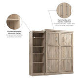 Bestar Pur Queen Murphy Bed with Shelving Unit, 90-inch Space-Saving Sleeping Arrangement for Multipurpose Room in Rustic Brown Bestar
