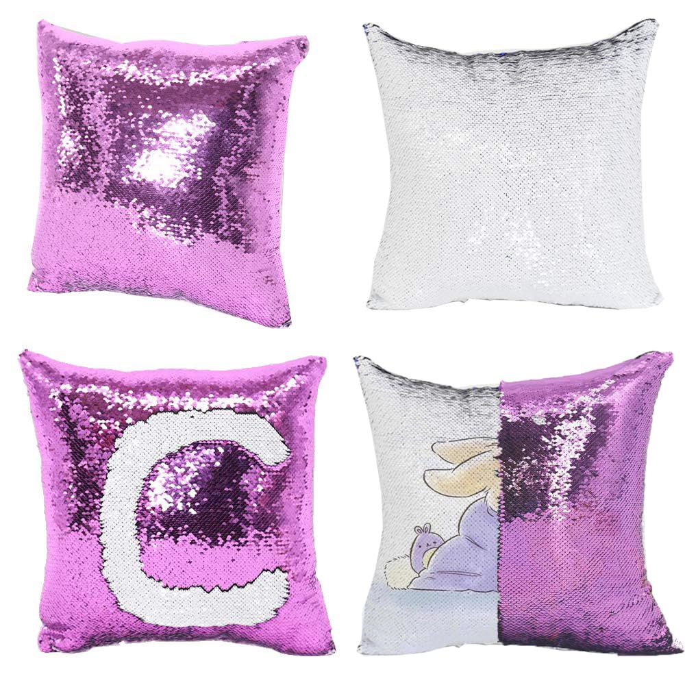H-E 10PCS Mixed Color Sublimation Reversible Sequin Pillow Case Cover Blanks Square Mermaid Throw Pillowcase Covers Sofa Cushion Cover Case 15.75"x15.75" H-E