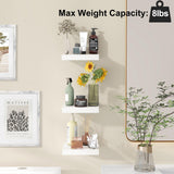 Fixwal Floating Shelves for Wall, Small White Shelves Wall Mounted Shelf for Bathroom, Living Room, Bedroom, Kitchen Decor (Set of 3, 8x8) Fixwal