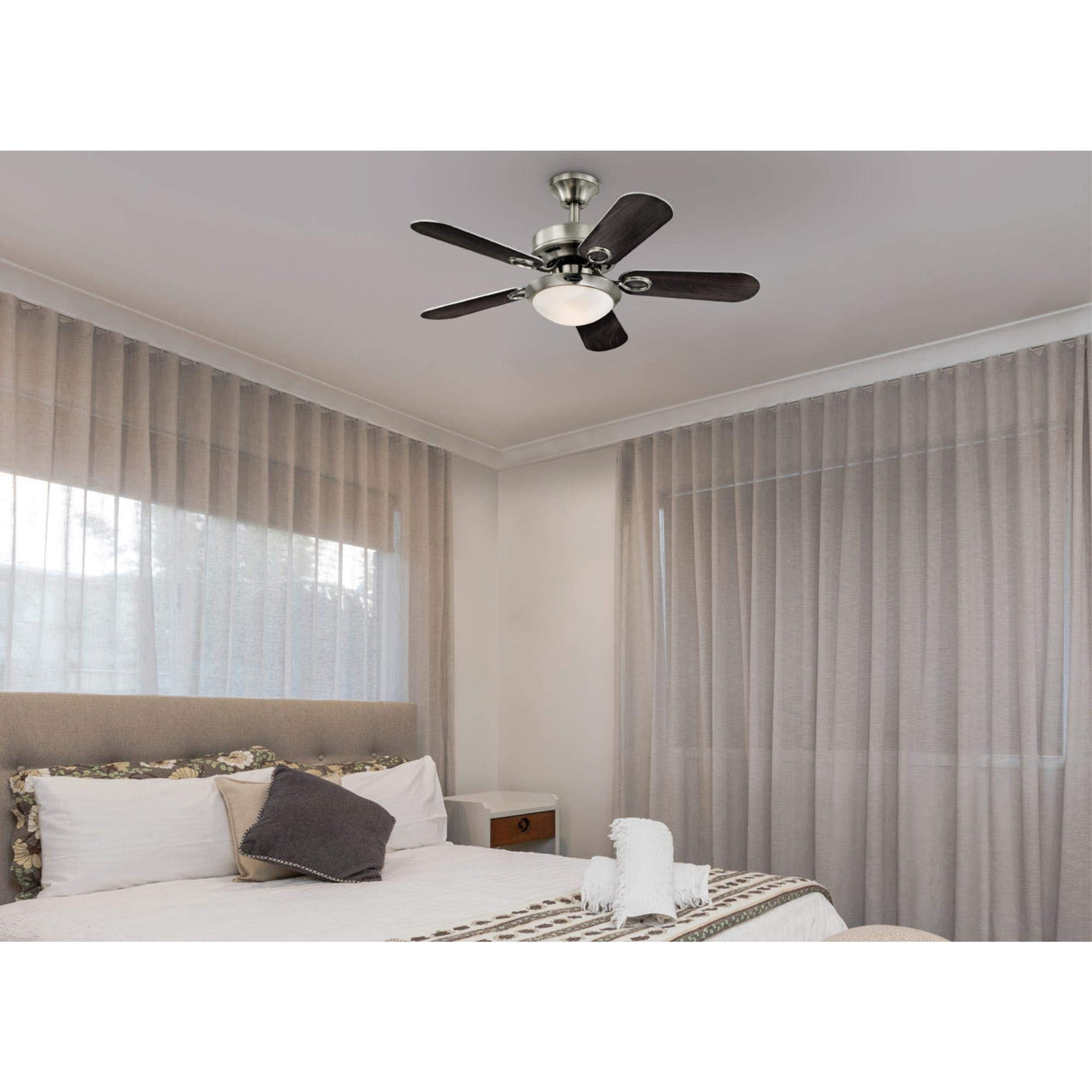 Westinghouse 7230300 Cassidy Indoor Ceiling Fan with Light, 36 Inch, Brushed Nickel Westinghouse
