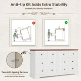 Hasuit White 8 Drawer Dresser, 55.1" Wide Farmhouse Dressers Chest of Drawer, Wood Bedroom Dresser with Hand Carved Panel, Large Capacity Clothing Storage Organizer for Bedroom, Living Room, Hallway Hasuit