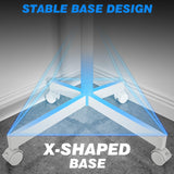 Rfiver Mobile TV Stand for 23-60 Inch LCD LED Flat/Curved Panel Screen TVs up to 88 lbs, Rolling TV Stand with Adjustable Shelf & Tilt, Portable Floor Stand on Wheels for Bedroom, Living Room, White Rfiver