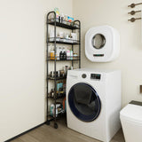 Qiaoxuan 6 Tier Slim Storage Cart with Wheels, Metal Mobile Shelving Unit Organizer Utility Cart for Office Bathroom Kitchen Laundry Room Narrow Places (6inches) Qiaoxuan