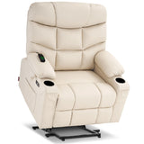 MCombo Oversized Power Lift Recliner Chair with Extended Footrest for Elderly People, Faux Leather R7289 (Cream White, Oversize) MCombo