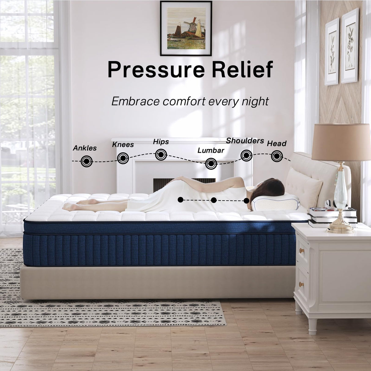 SUAYEA King Mattress, 10 Inch King Size Mattress in a Box, Medium Firm, Ultimate Motion Isolation, Memory Foam and Pocket Spring, Strong Support SUAYEA