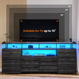 BTHFST 12 Drawers TV Stand Dresser for 65/70 inch TV, Entertainment Center with LED Lights & Power Outlets, 63" Large LED TV Stand, TV Console for Bedroom BTHFST