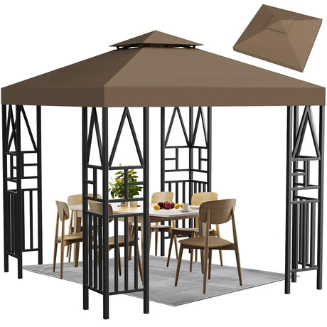 Gazebo Canopy Replacement 118"x118" Outdoor Canopy Shelter for Smaller 10x10ft Top Double Tiered Canopy Cover ERFEI