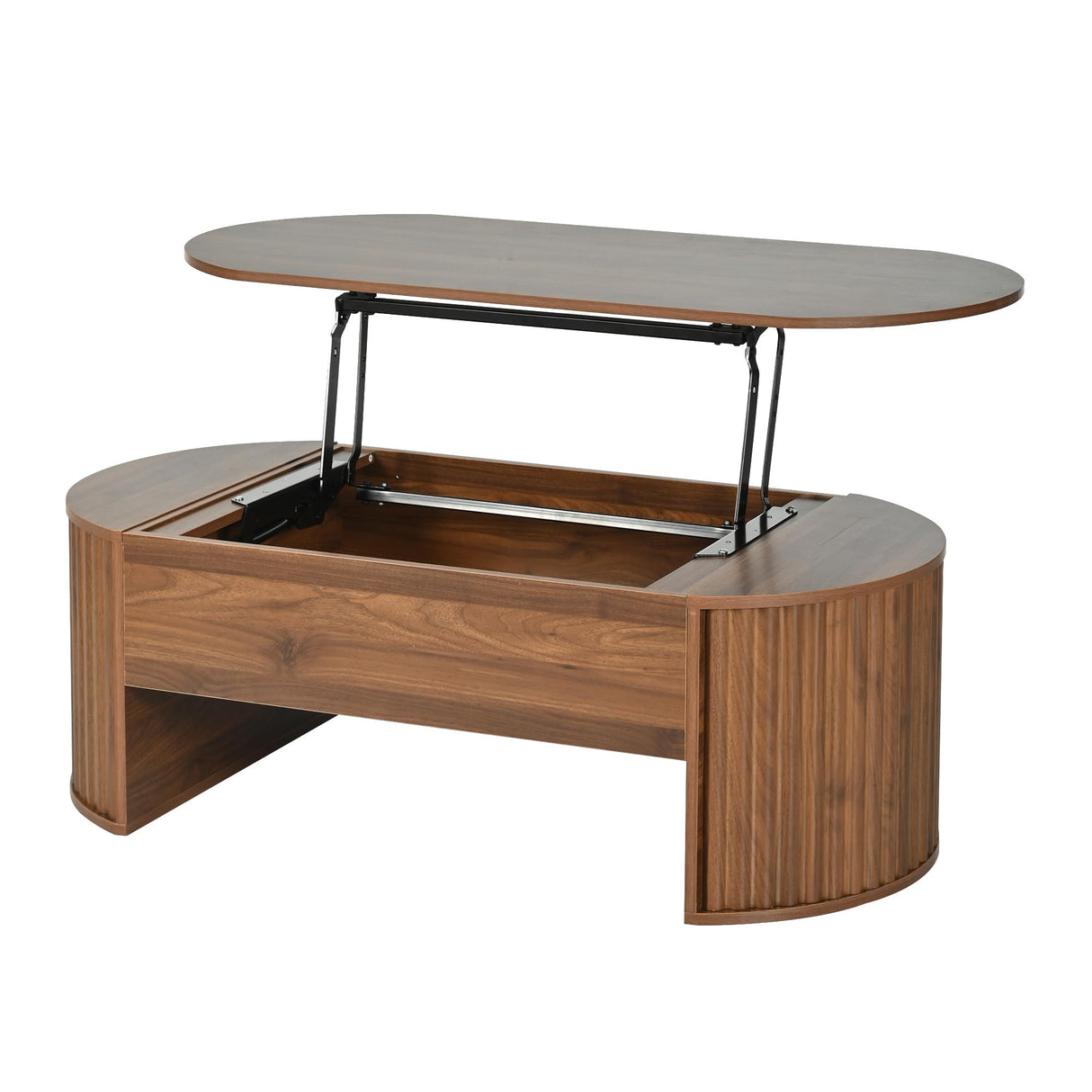 Merax 47.2'' Lift Top Oval Coffee Table with Hidden Storage Compartment, Modern Wooden Center Table with Oval Lift Tabletop for Home Living Room, Brown Merax