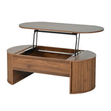 Merax 47.2'' Lift Top Oval Coffee Table with Hidden Storage Compartment, Modern Wooden Center Table with Oval Lift Tabletop for Home Living Room, Brown Merax