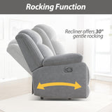 HAOMARKETS Rocker Recliner Chair for Adults, Manual Recliners with Overstuffed Backrest and Armrests, Upholstered Rocking Reclining Sofa Chair for Living Room, Grey HAOMARKETS