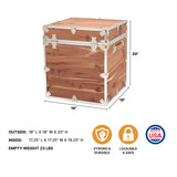 Rhino Trunk & Case Knotty Cedar Chest – Cube Storage Box, Coffee Table, End of Bed Trunk or Entryway Storage Bench – 18"x18"x20" USA-Made, Furniture Grade, Heirloom Aesthetic – Strong and Secure Rhino Trunk & Case