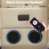 TUNYI Power Loveseat Recliner Sofa with Massage & Heat Home Theater Seating with Console Electric Recliner RV Sofa with USB/Outlet/Storage/Side Pocket/LED Light/Speaker (Cream White) TUNYI