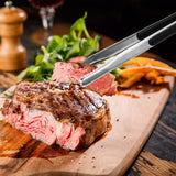 4 Pack Premium Stainless Steel Kitchen Tongs, Serving Tongs for Cooking, XEVOM Metal Food Tongs with Non-Slip Grip, Heat Resistant Grill Tongs 10 inch XEVOM