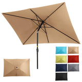 SUNVIVI OUTDOOR 6.5 x 10 Ft Rectangular Patio Umbrella Aluminum Pole, Outdoor Table Market Umbrella with Crank, 6 Steel Ribs, Polyester Canopy, Light Brown SUNVIVI OUTDOOR