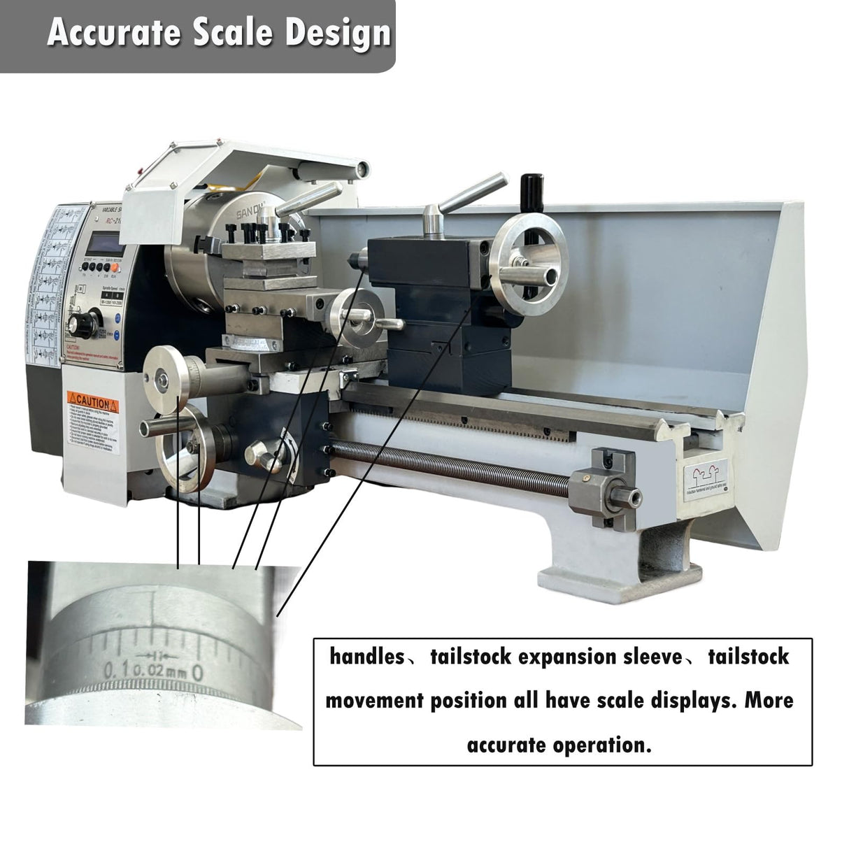 INTSUPERMAI Mini Metal Lathe 8"×39" Benchtop Imperial/Metric Lathe Auto Switch Between Metric and Imperial with Centre Frame & Drill Chuck Electronic Leadscrew Gearless 1100W Variable Speed 110V INTSUPERMAI