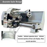 INTSUPERMAI Mini Metal Lathe 8"×39" Benchtop Imperial/Metric Lathe Auto Switch Between Metric and Imperial with Centre Frame & Drill Chuck Electronic Leadscrew Gearless 1100W Variable Speed 110V INTSUPERMAI