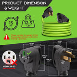 GEARit 50 Amp RV/EV Extension Cord (15 ft) 4-Prong 250-Volt, Compatible with Tesla Model 3/S/X/Y Mobile Charger, NEMA 14-50P to 14-50R 6/3+8/1 STW AWG Gauge Outdoor Waterproof Power Cable - 15 Feet GearIT