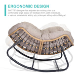 SWITTE Outdoor Rocking Chair, Patio Egg Rocking Chair, Indoor Papasan Chair, Rattan Wicker Lounge Chair, Modern Royal Chair for Bedroom, Living Room, Porch, Garden, Lawn-Beige SWITTE