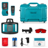 Takamine Rotary Laser Level Kit, Red Beam 635nm Wavelength, 800M Measuring Range, Horizontal/Vertical Self-Leveling, 5 Scan Angle and Rotation Speed Adjustment, Includes Remote Control, Receiver. Takamine