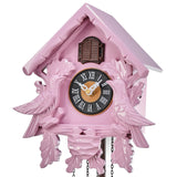 TIMEGEAR Cuckoo Clock with Night Mode, Singing Bird, Wooden Decorations and Swinging Pendulum (Pink) TIMEGEAR
