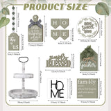 Two Tiered Tray with 11 Pcs Wooden Signs, Farmhouse Tiered Tray Decor Set Rustic Wood Home Kitchen Table Stand Decor Decorative Table Shelf Centerpiece(Stylish Style) Patelai