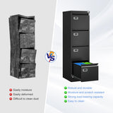 Yizosh 4 Drawer Black File Cabinet with Lock, Filing Cabinets for Home Office, Metal Locking Office File Storage Cabinets with Drawers, Vertical Small Filing Cabinet Organizer for Legal/A4 Yizosh