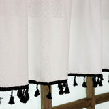 2 Pack Faux Linen White Kitchen Valances with Tassels Modern Farmhouse Valance Curtains Topper Country Rustic Bathroom Small Window Treatment Boho Decor (54x15 inch, Black Tassels) Oindec