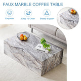 Coffee Table Living Room Table - Modern Faux Marble Design with Wood Accents in Grey BAOPIN