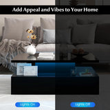 Giantex Modern LED Coffee Table - 2-Tier High Gloss Table w/Adjustable 20-Color Light, 8-Level Brightness & Speed, Remote Control, Contemporary 43.5”L Rectangular Center Table for Living Room (Black) Giantex