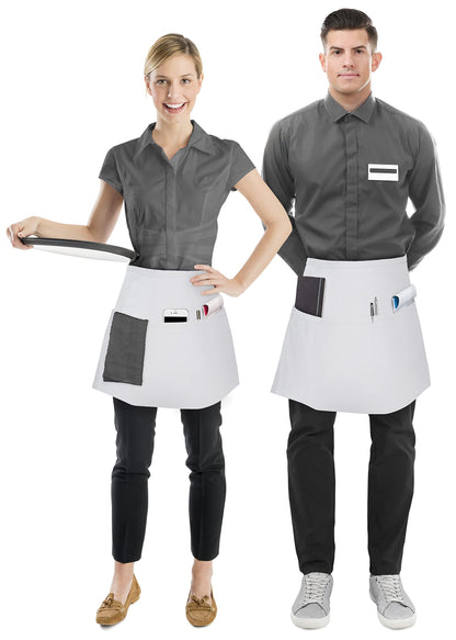 Utopia Wear 12 Pack Server Apron with 3 Pockets, Waist Apron for Waiter Waitress, 12 Inches, White