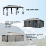 Domi Gazebo 10x20FT, Outdoor Gazebo with Double Roofs, Privacy Curtains, Mosquito Nettings, Heavy Duty Metal Frame Party Tent Canopy for Patio, Backyard, Deck, Lawn, Grey domi outdoor living