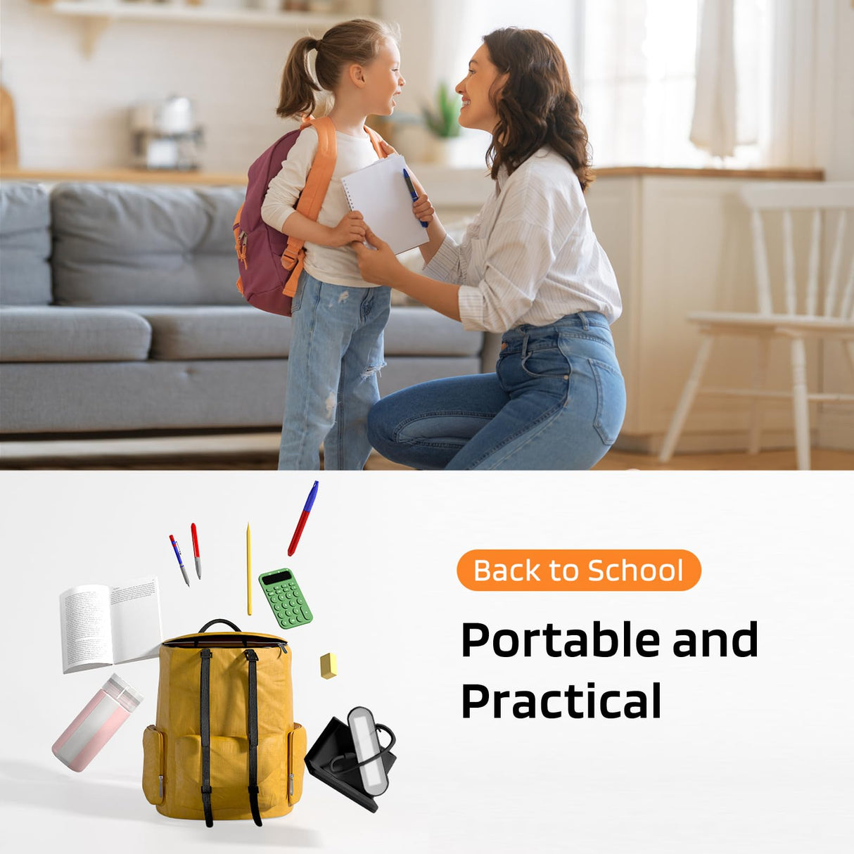 AXX Black LED Desk Lamp for Home Office Bedroom, Battery Operated Table Light for Computer Desktop, Small, Cute, Dimmable, Rechargeable, Flexible Gooseneck, Pen Holder, Phone Mount, Touch Control AXX