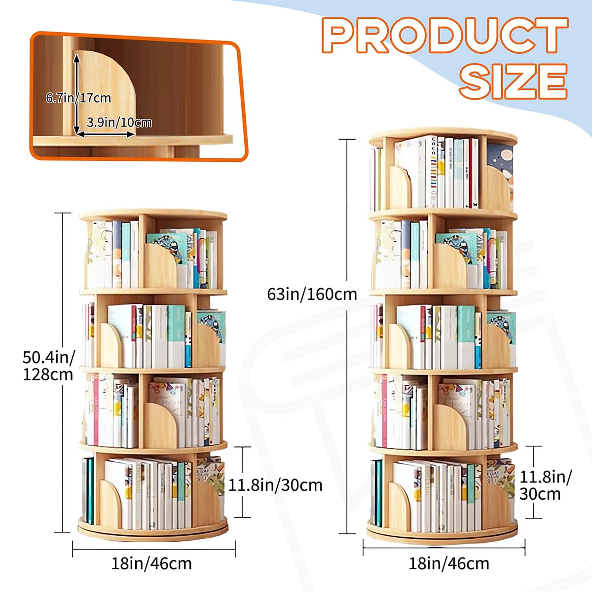 360° Rotating Bookshelf Tower for Kids & Adults - 5-Tier Wood Book Storage Rack in Green - WoodArtSupply