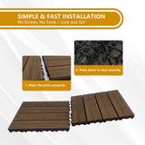 Feilingwood Composite Wood Patio Deck Tiles-12" x 12" Composite Deck Tiles 20 PCS, All Weather Waterproof Outdoor Interlocking Flooring Tile for Balcony, Backyard, Porch (Golden Teak) feilingwood