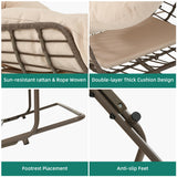 YITAHOME Rocking Papasan Chair, Outdoor Oversized Saucer Chair with Foldable Frame & Comfy Cushion, Wicker Basket Moon Chair for Patio, Porch, Bedroom (Brown+Beige) YITAHOME